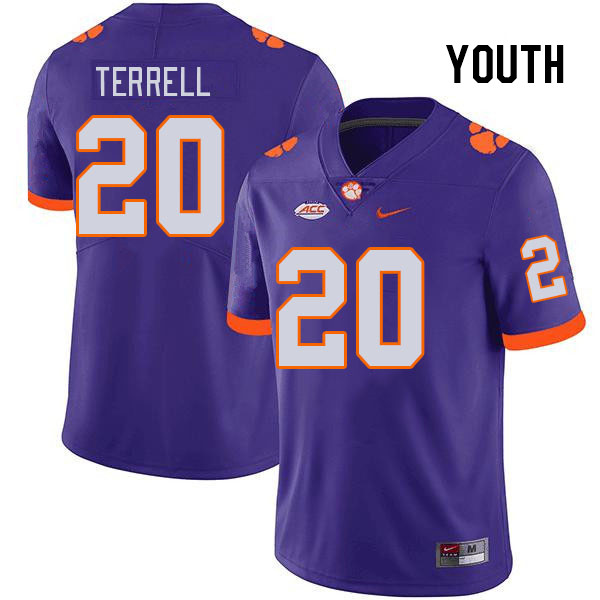 Youth #20 Avieon Terrell Clemson Tigers College Football Jerseys Stitched Sale-Purple - Click Image to Close
